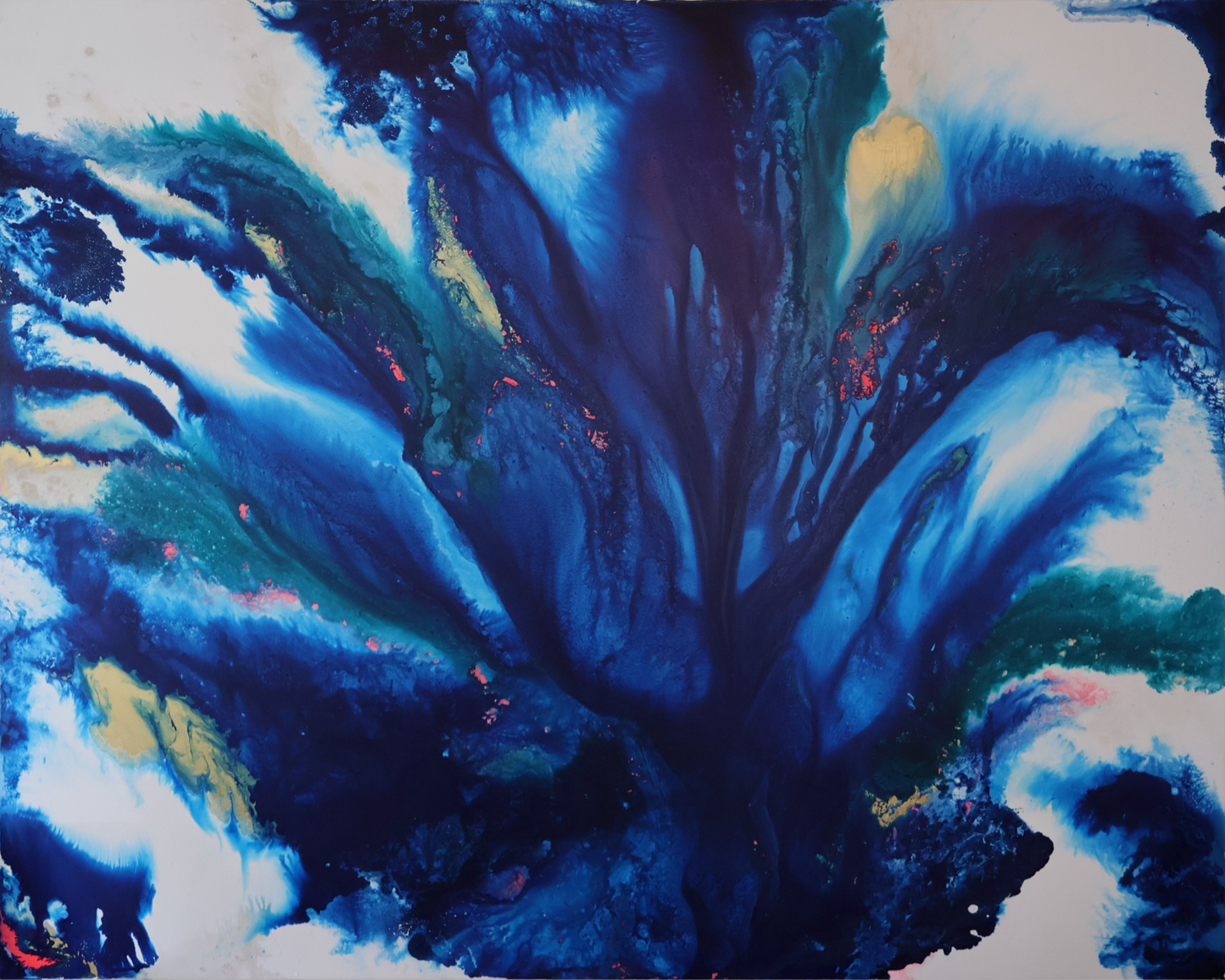 Blues abstract floral artwork close up