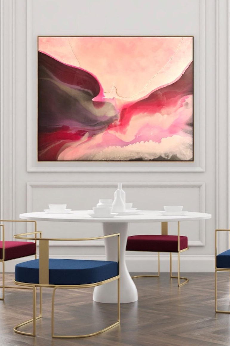 Abstract Painting with Pink Hues