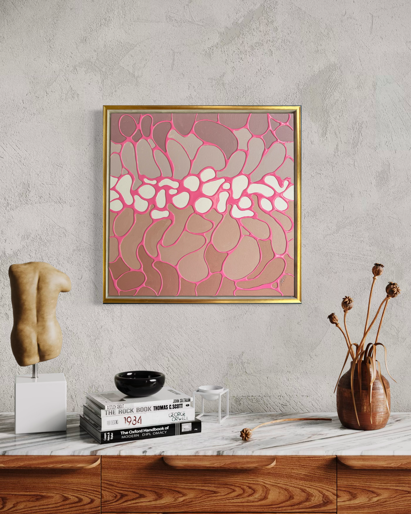 Blush + Oak | original, framed