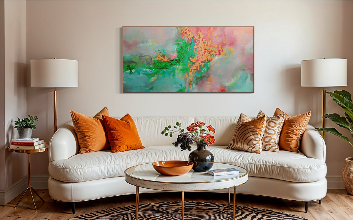 Heartbeat (in Melon) | limited edition giclée canvas print, framed