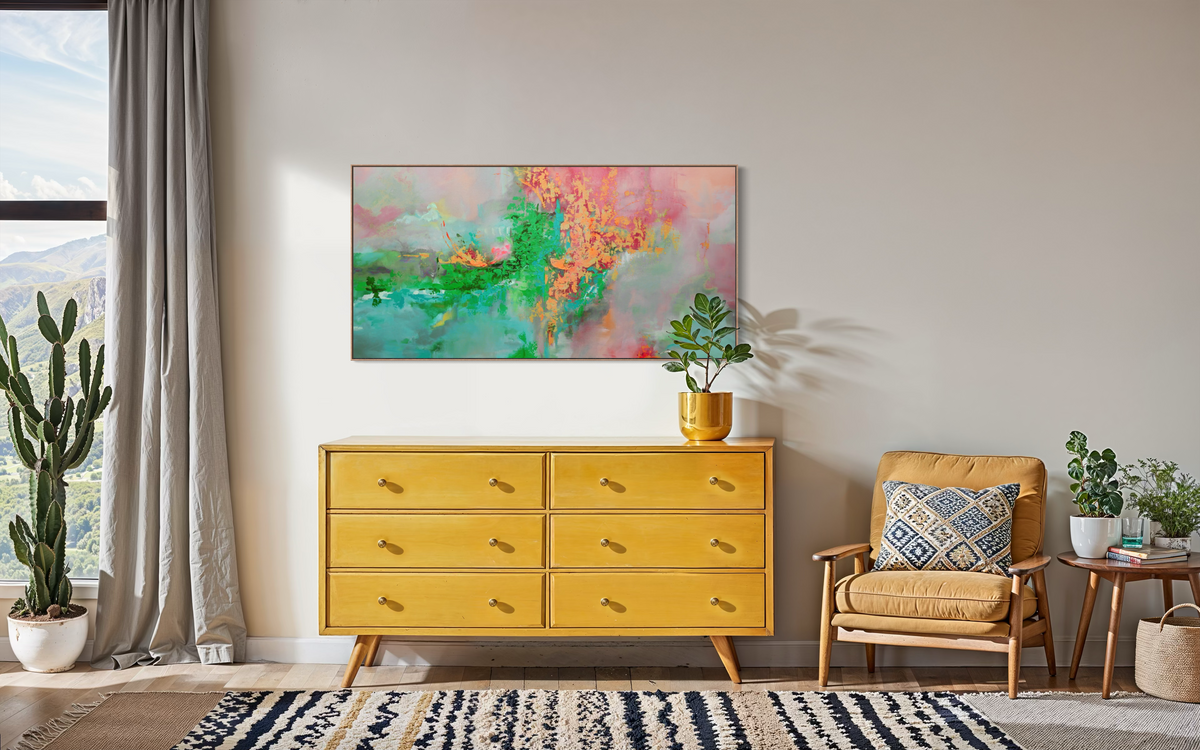 Heartbeat (in Melon) | limited edition giclée canvas print, framed